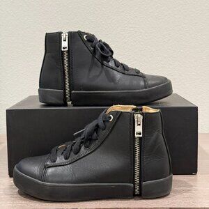 Diesel black leather zipper kids shoes size 1.5